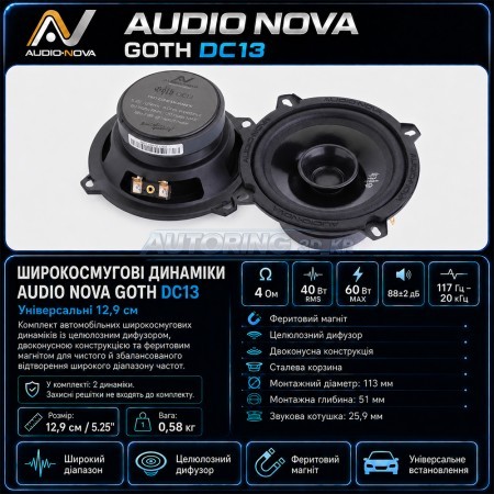 Широкосмугова акустика AUDIO NOVA GOTH DC13