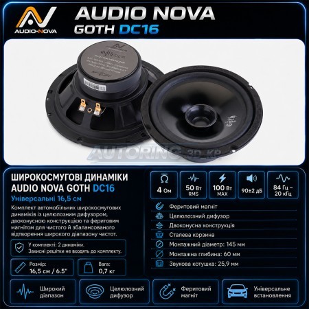 Широкосмугова акустика AUDIO NOVA GOTH DC16