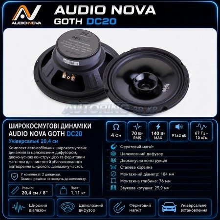 Широкосмугова акустика AUDIO NOVA GOTH DC20