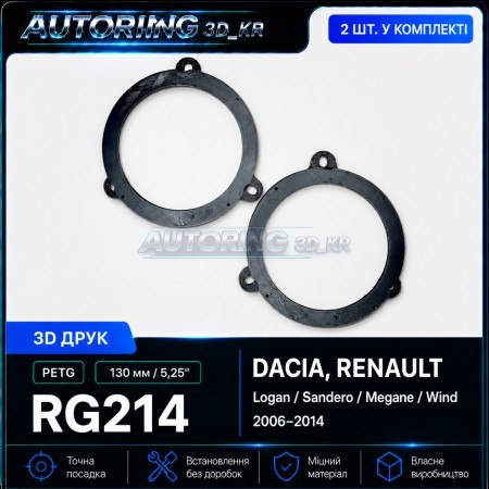 Проставки під динаміки 130 мм/5,25" RG214 для автомобілів Dacia, Renault