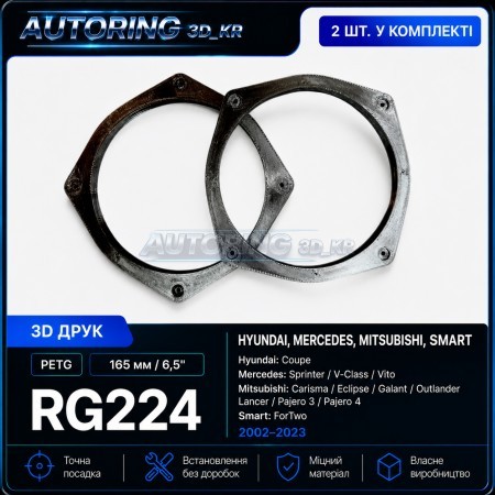 Проставки під динаміки 165 мм/6,5" RG224 для автомобілів Hyundai, Mercedes, Mitsubischi, Smart