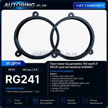 Проставки під динаміки 165 мм / 6.5" RG241 для автомобілів Subaru