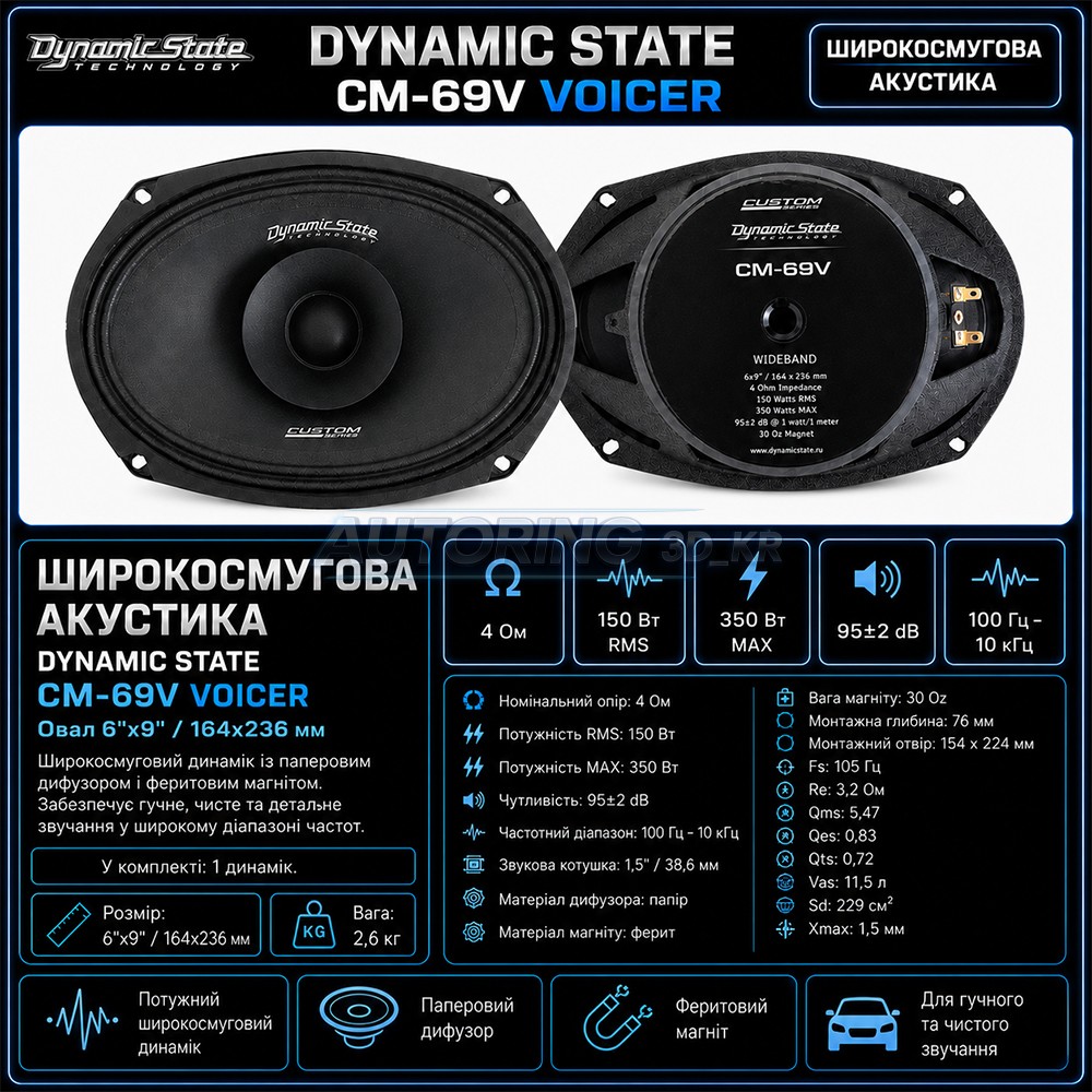 Широкосмугова акустика DYNAMIC STATE CUSTOM CM-69V Voicer