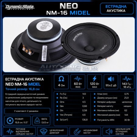 Естрадна акустика DYNAMIC STATE NEO NM-16 Midel