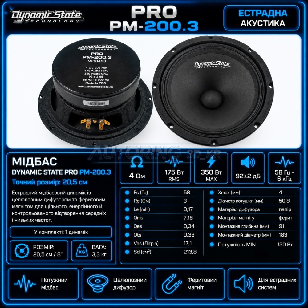 Мідбас Dynamic State PRO PM-200.3