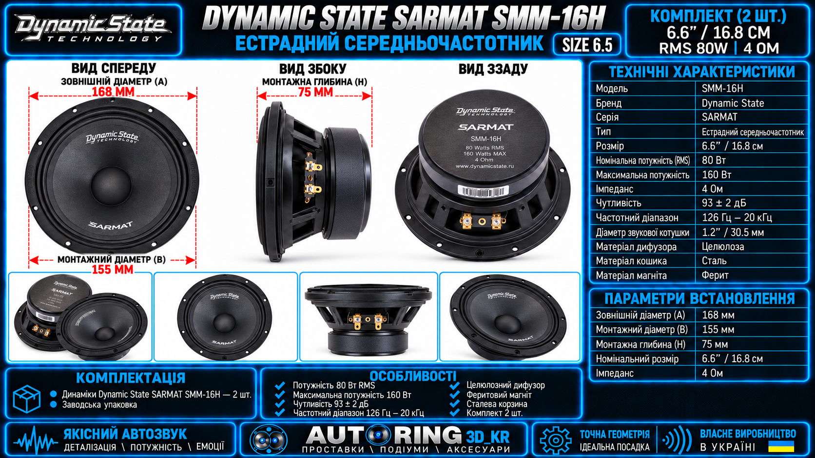 Dynamic State SARMAT SMM-16H - розміри та характеристики
