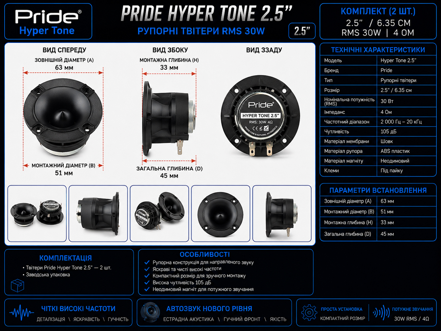 Розміри Pride Hyper Tone 2.5